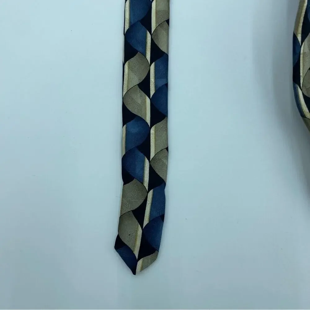 Ziggurat Men’s Silk Necktie Blue/Tan‎ Retro Design